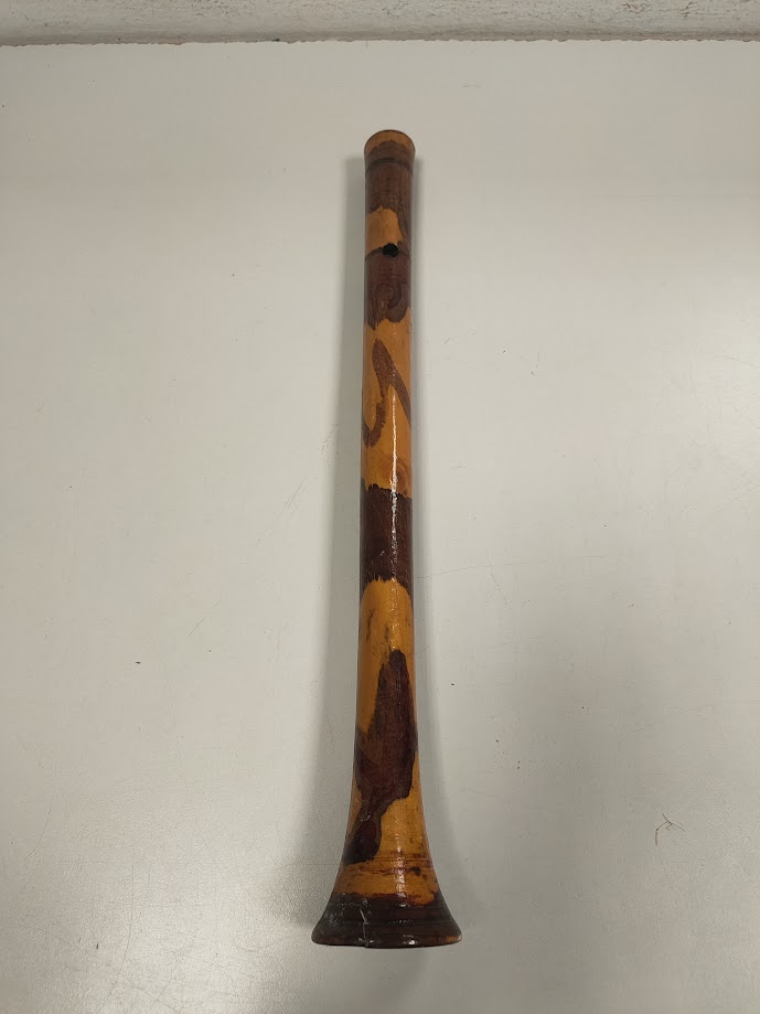 Piffero a 5 Fori in Bambù Lavorato e Decorato a Mano Vintage Anni '70