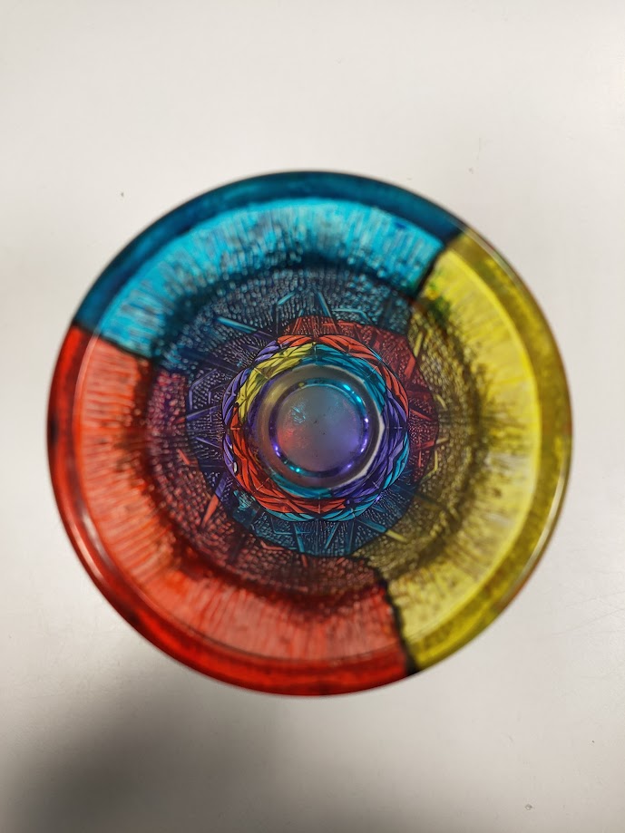 Raro Bicchiere in Vetro Multicolore con Rilievo Lavorato a Mano "Fidenza" Vintage Anni '70