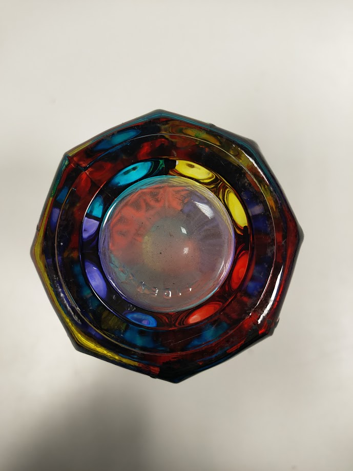 Raro Bicchiere in Vetro Multicolore con Rilievo Lavorato a Mano "Fidenza" Vintage Anni '70
