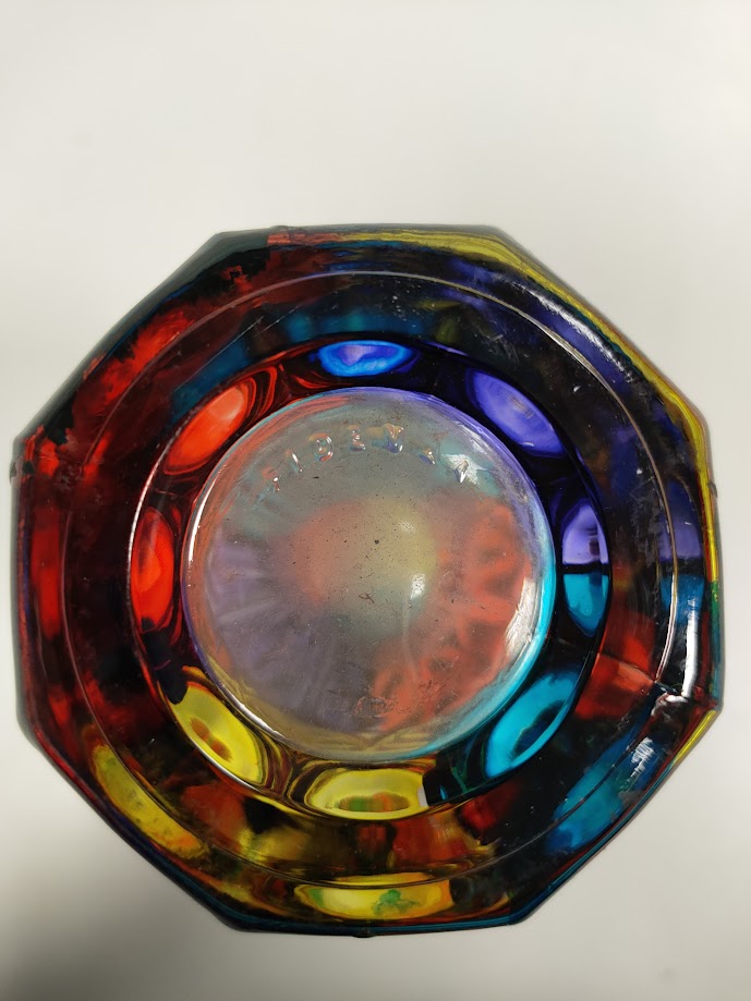 Raro Bicchiere in Vetro Multicolore con Rilievo Lavorato a Mano "Fidenza" Vintage Anni '70