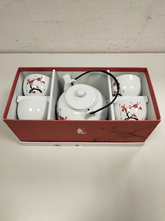 Set da Te Coreano in Porcellana Prodotto da "La Via del Te" Vintage Anni '90