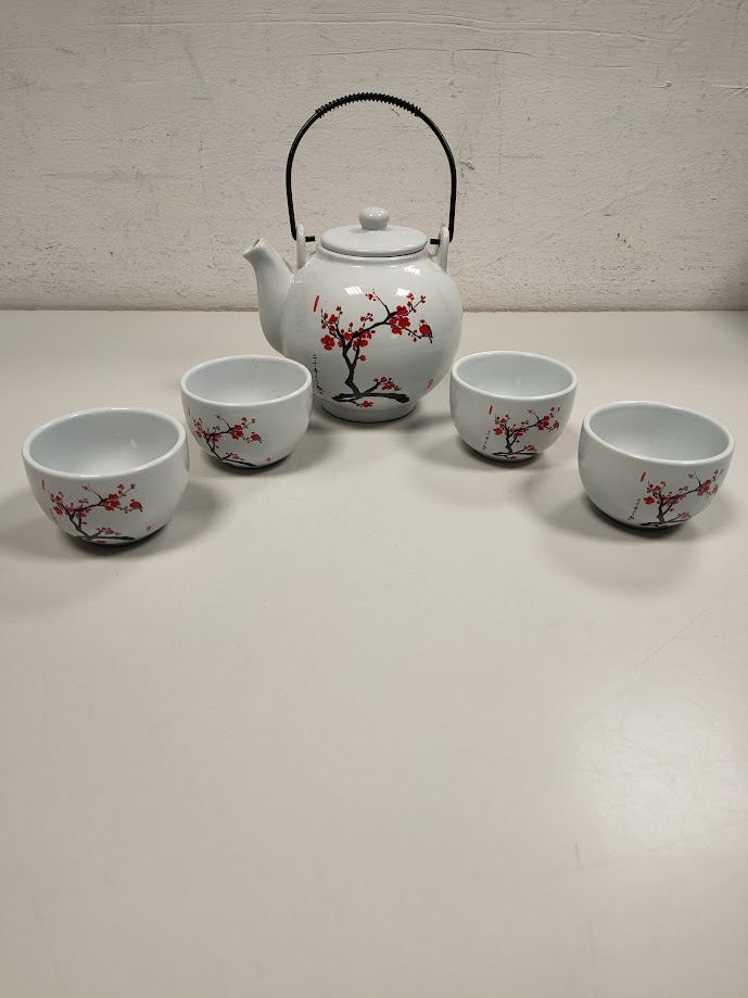 Set da Te Coreano in Porcellana Prodotto da "La Via del Te" Vintage Anni '90