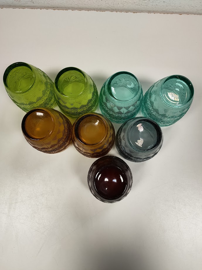 Set di 8 Bicchieri in Vetro Colorati "Villa D'Este" Vintage Anni '80