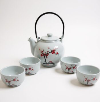 Set da Te Coreano in Porcellana Prodotto da "La Via del Te" Vintage Anni '90