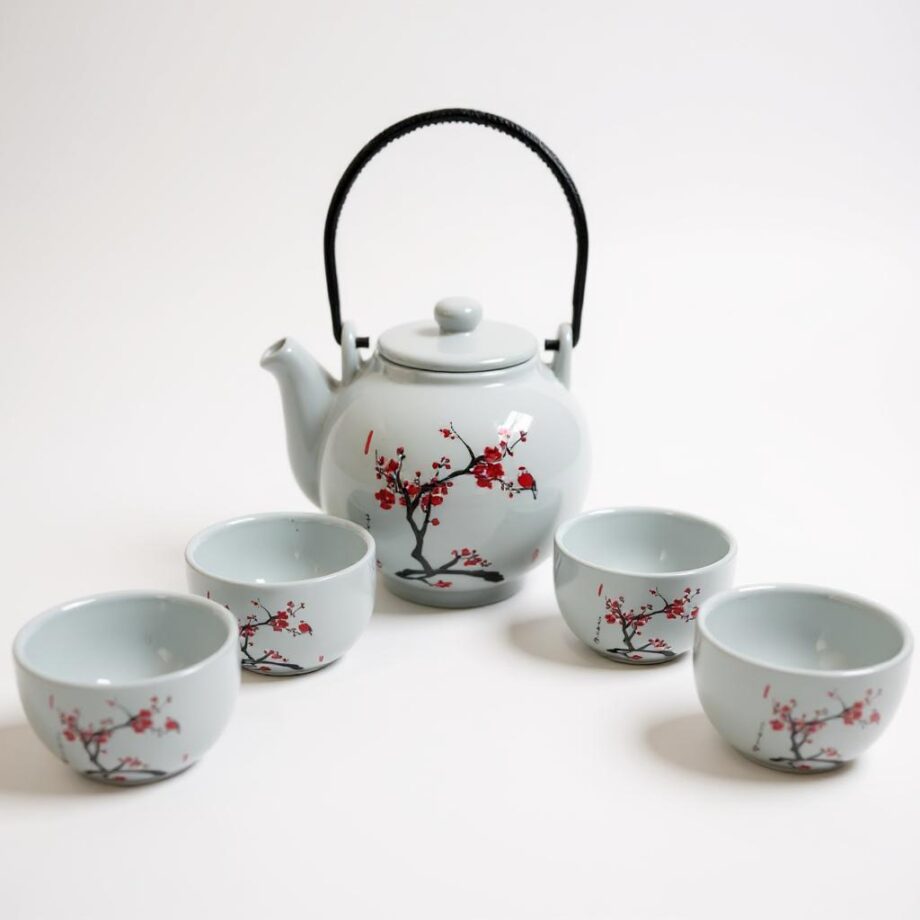 Set da Te Coreano in Porcellana Prodotto da "La Via del Te" Vintage Anni '90