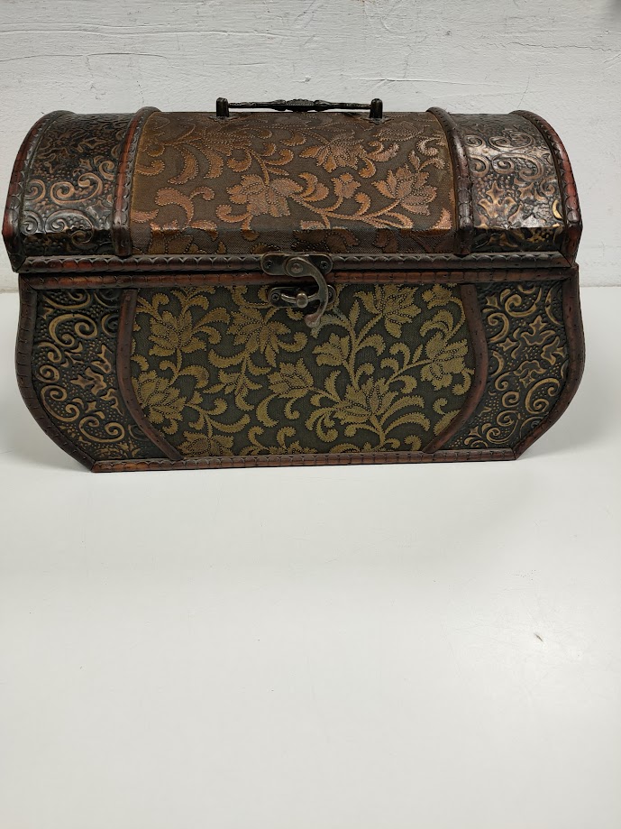 Bauletto in Legno Fine con Decorazioni Floreali Vintage Anni '60