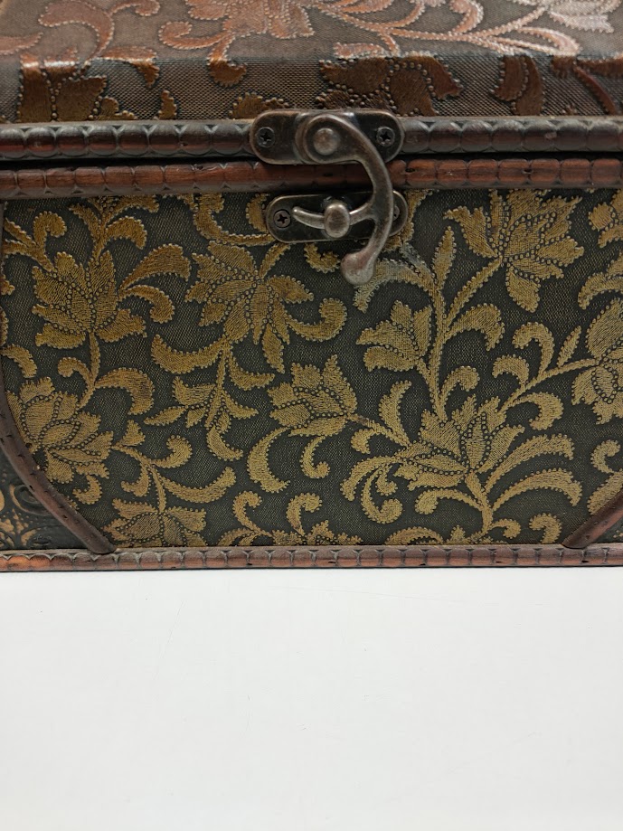 Bauletto in Legno Fine con Decorazioni Floreali Vintage Anni '60