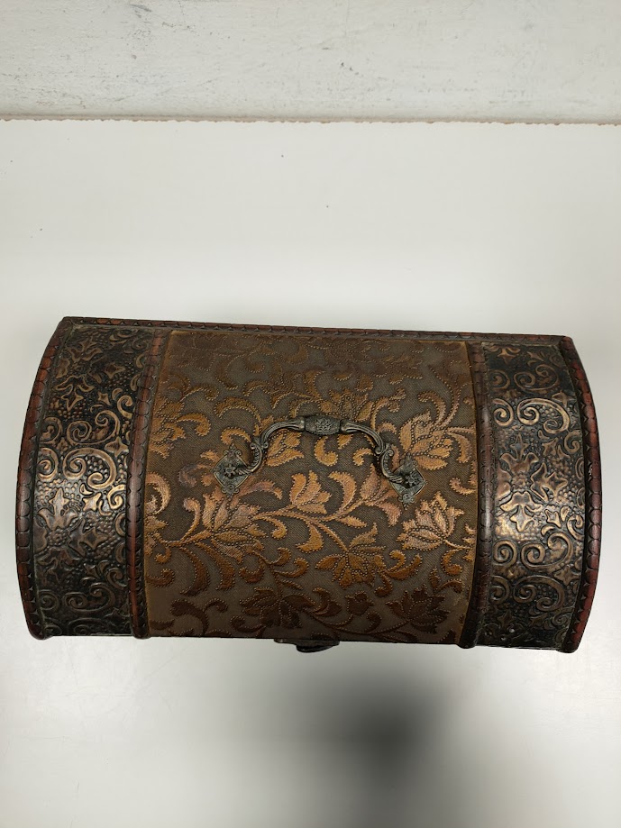 Bauletto in Legno Fine con Decorazioni Floreali Vintage Anni '60