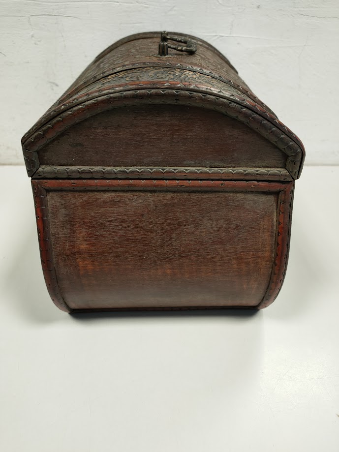 Bauletto in Legno Fine con Decorazioni Floreali Vintage Anni '60