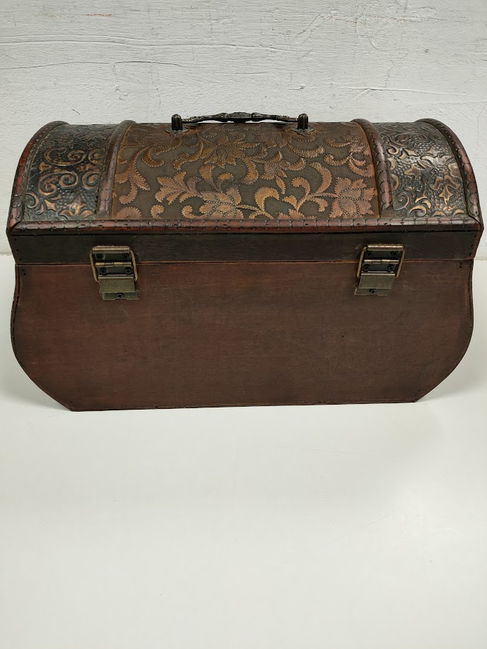 Bauletto in Legno Fine con Decorazioni Floreali Vintage Anni '60