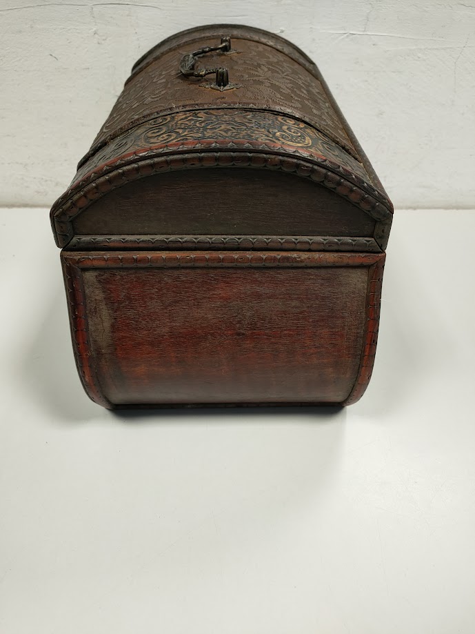 Bauletto in Legno Fine con Decorazioni Floreali Vintage Anni '60