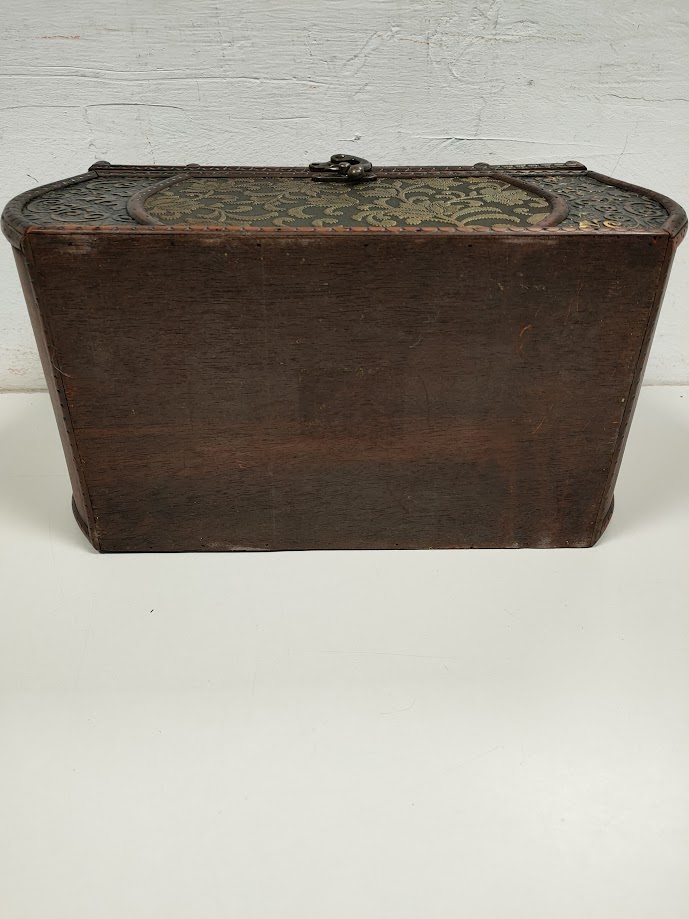Bauletto in Legno Fine con Decorazioni Floreali Vintage Anni '60