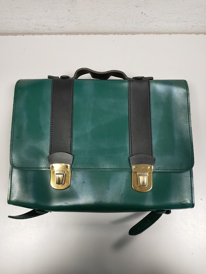 Cartella per la Scuola Di Colore Verde in Pelle "TA" Vintage Anni '60