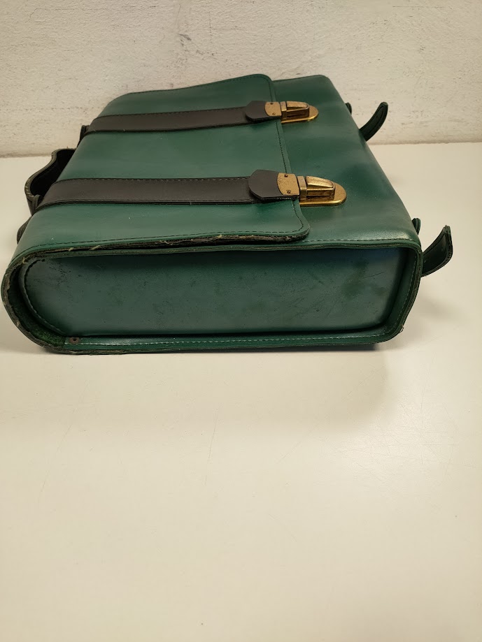 Cartella per la Scuola Di Colore Verde in Pelle "TA" Vintage Anni '60
