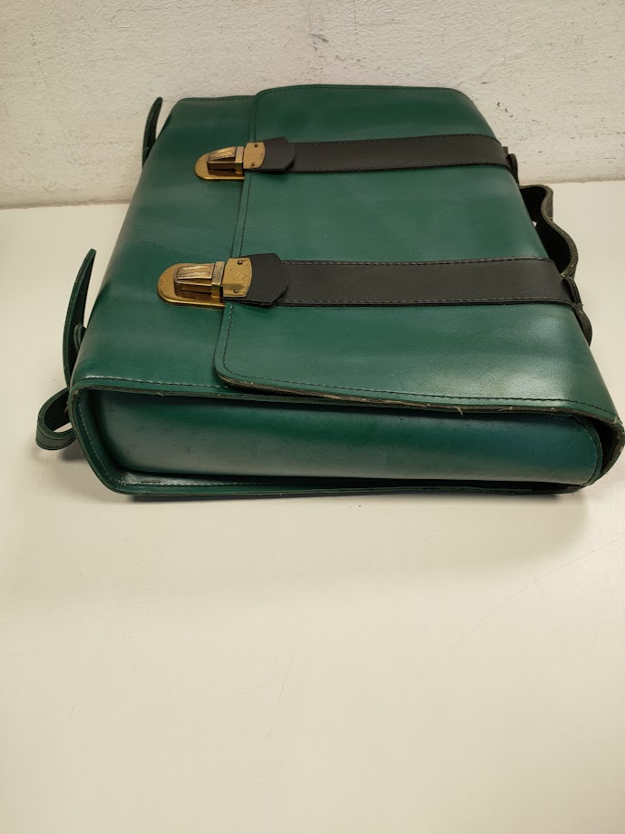 Cartella per la Scuola Di Colore Verde in Pelle "TA" Vintage Anni '60