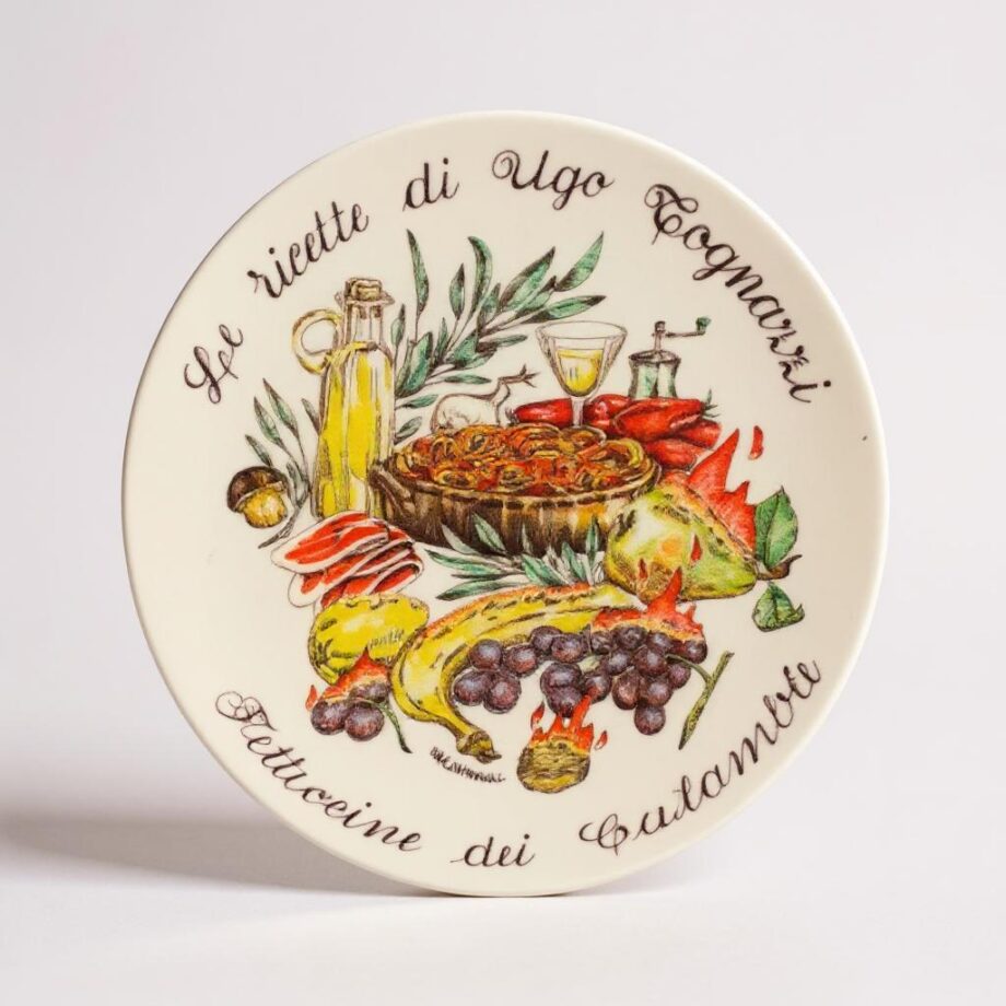 Set di 4 Piatti in Ceramica di Albisola "Le Ricette di Ugo Tognazzi