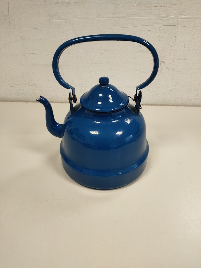 Teiera Smaltata di Colore Blu Cobalto Vintage Anni '60