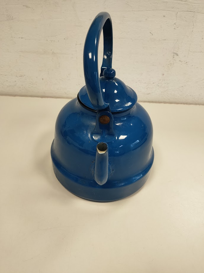 Teiera Smaltata di Colore Blu Cobalto Vintage Anni '60