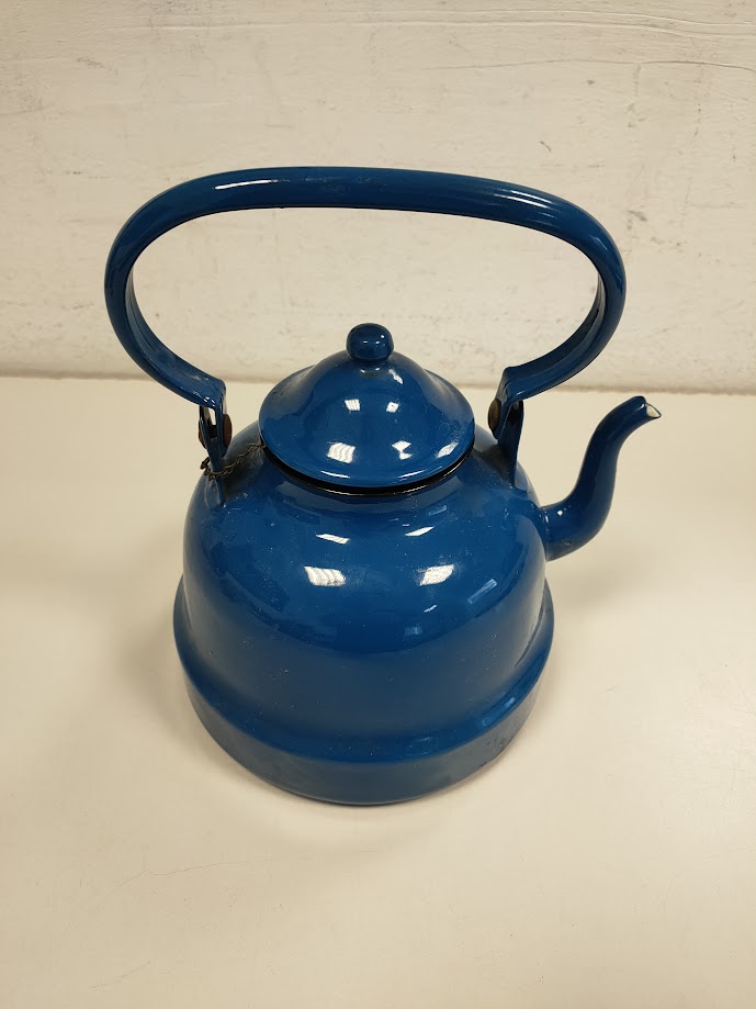 Teiera Smaltata di Colore Blu Cobalto Vintage Anni '60
