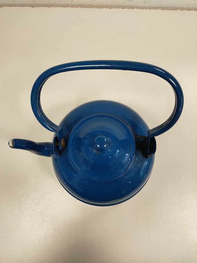 Teiera Smaltata di Colore Blu Cobalto Vintage Anni '60