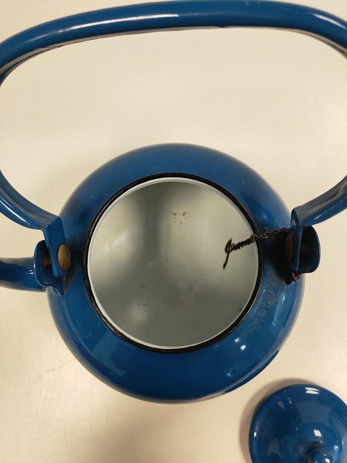 Teiera Smaltata di Colore Blu Cobalto Vintage Anni '60