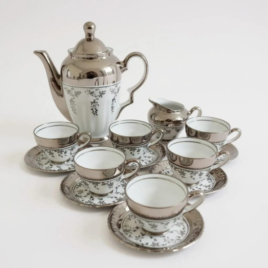 Set di 6 Tazzine da Caffè con Piattini in Porcellana