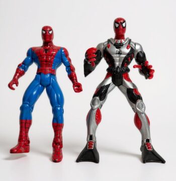 2 Personaggi "Marvel" di Spider Man in Plastica. 1 Classico-1 Acqua Man Vintage Anni '90
