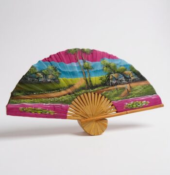 Ventaglio da Parete Asiatico in Bamboo Vintage Anni '90