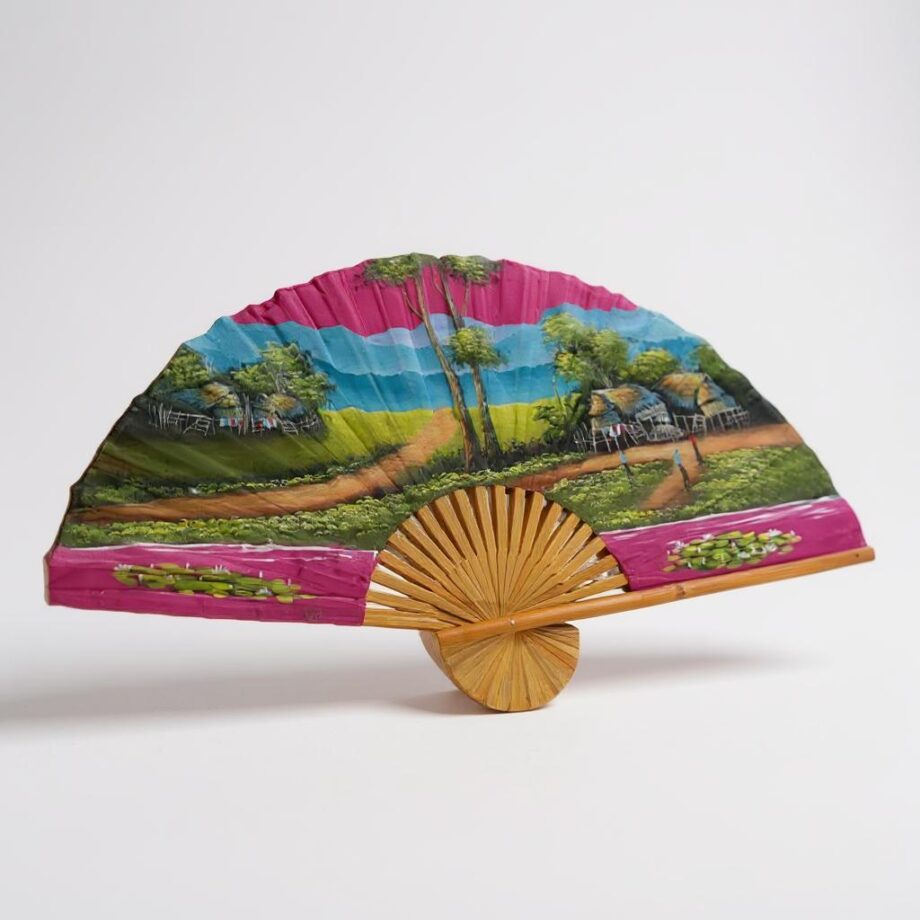 Ventaglio da Parete Asiatico in Bamboo Vintage Anni '90