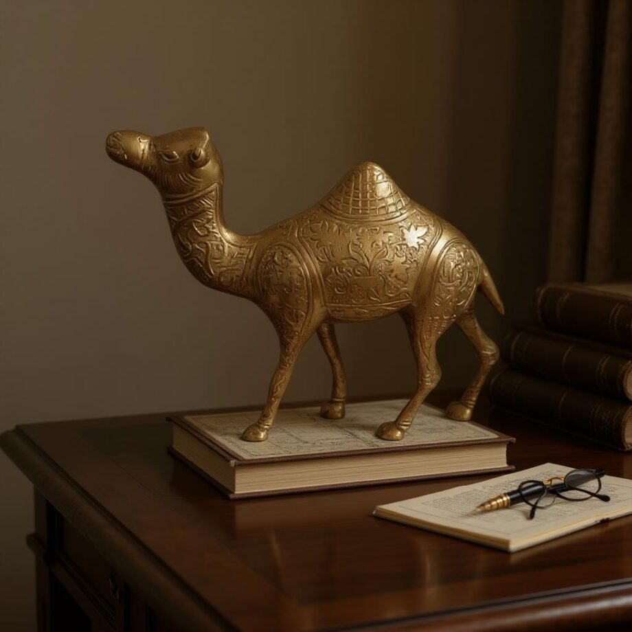 Statua Dromedario in ottone del Deserto Vintage