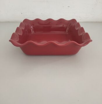 Ciotola Centro Tavola Firmata "Emile Henry" in Terracotta Burgundy Vintage Anni '80
