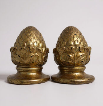 2 Pigne Ferma carta o Soprammobili in Terracotta Dorate "Sia Collection"