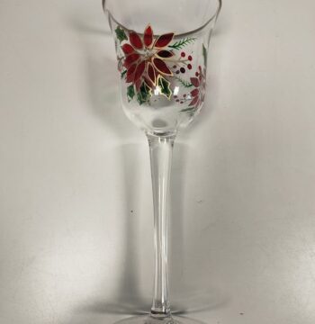 Calice da Vino in Vetro con Decorazioni Natalizie e Bordo Dorato
