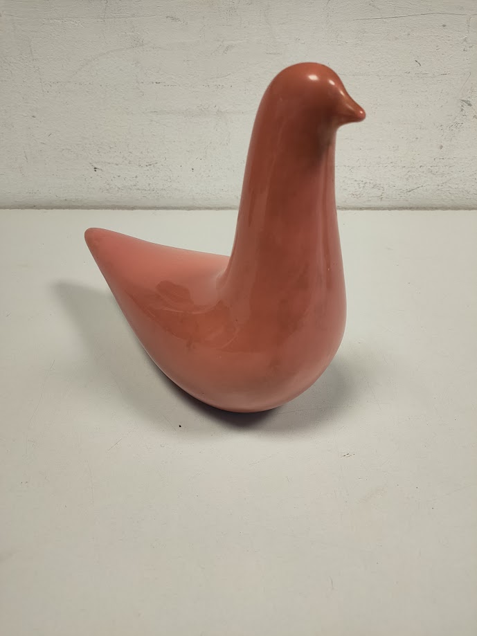 Colomba in Ceramica Smaltata Color Salmone Vintage Anni 50/60