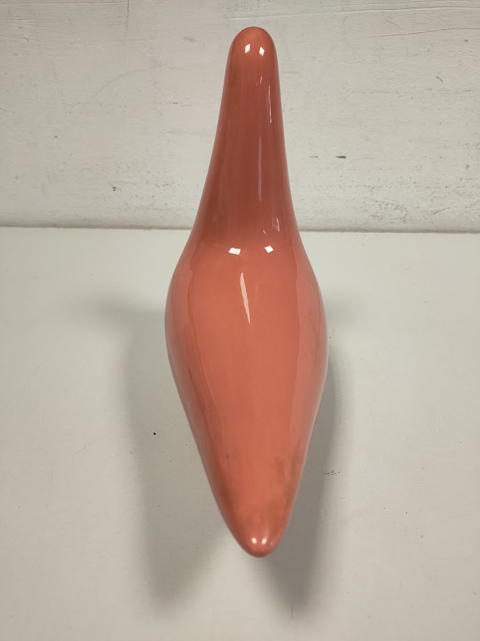 Colomba in Ceramica Smaltata Color Salmone Vintage Anni 50/60