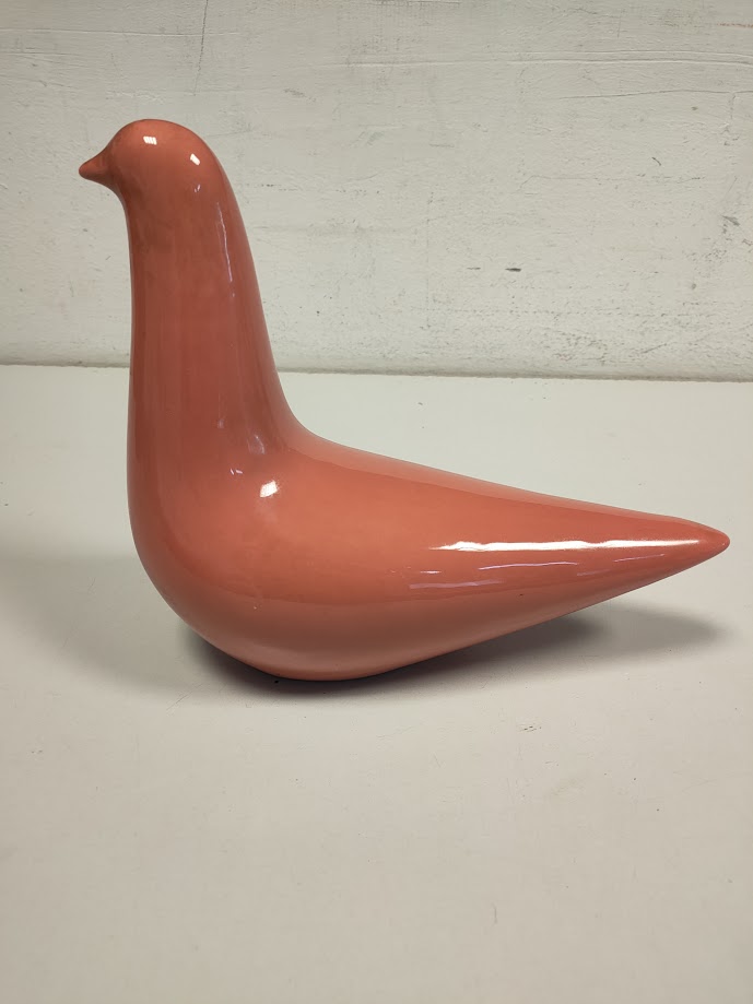 Colomba in Ceramica Smaltata Color Salmone Vintage Anni 50/60
