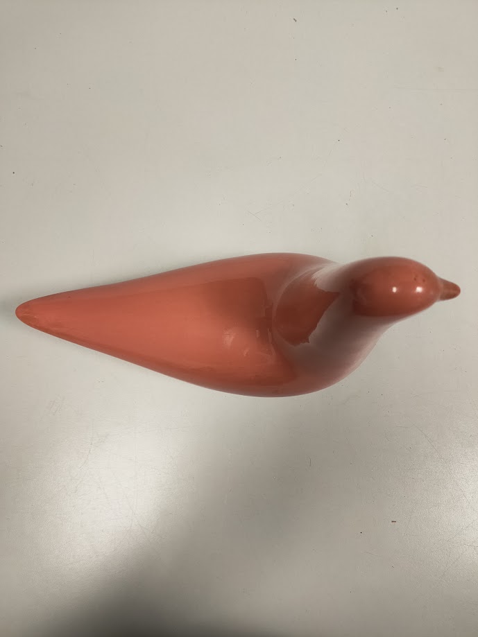 Colomba in Ceramica Smaltata Color Salmone Vintage Anni 50/60