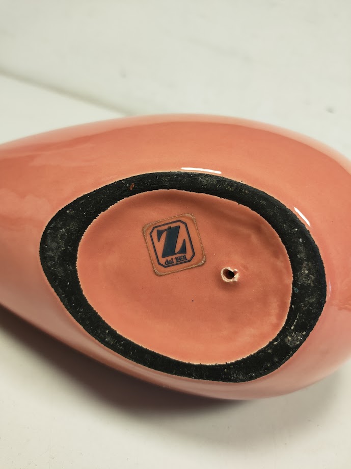 Colomba in Ceramica Smaltata Color Salmone Vintage Anni 50/60