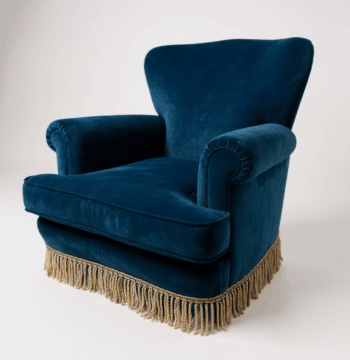 Coppia 2 poltrone legno a velluto Blu produzione ABV Arredamenti