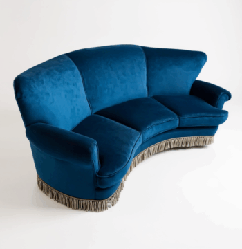 Divano in legno a velluto blu produzione ABV Arredamenti