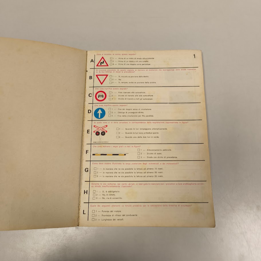 Questionario per la patente di guida editrice la strada 1984