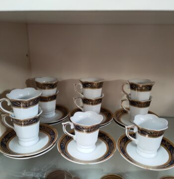 Set di 12 Tazzine da Caffè con Piattini in Porcellana Greca "Dimlaj"