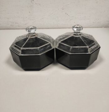 Set di 2 Zuccheriere "Arcoroc" in Vetro e Ceramica Vintage Anni '80