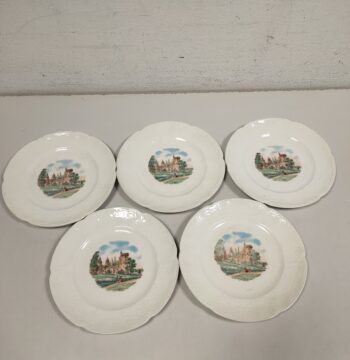 Set di 5 Piatti da Dessert in Porcellana Inglese "Old Bridge"