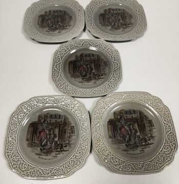 Set di 5 Piattini da Pane in Porcellana Inglese "Crown Devon"