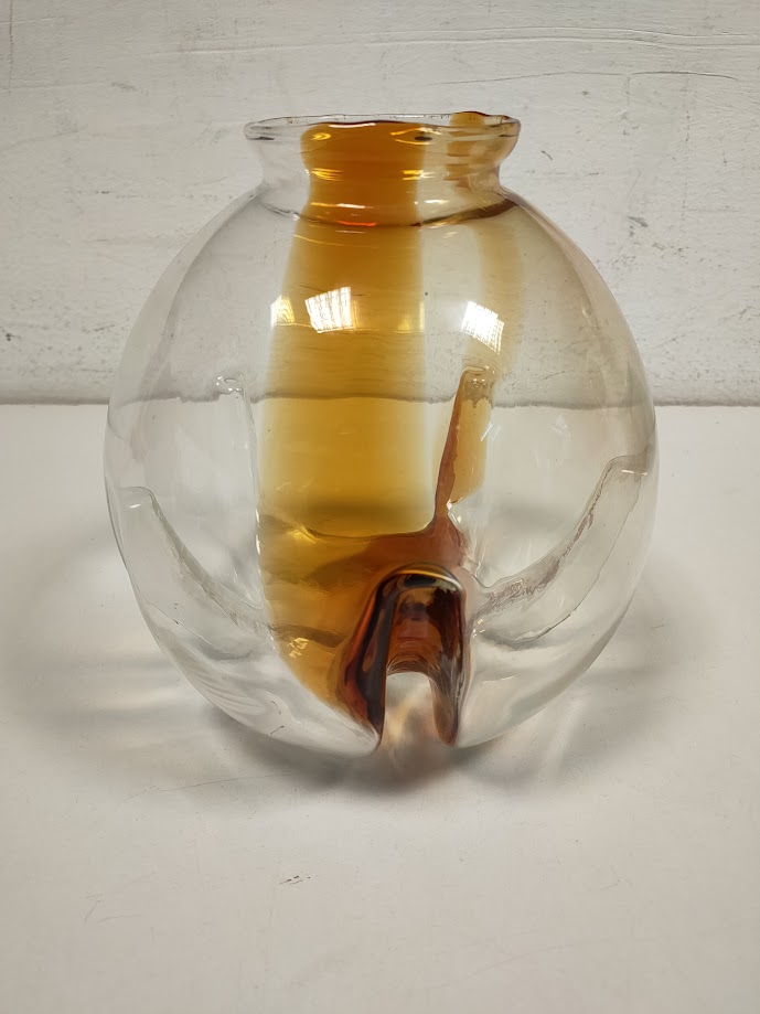 Vaso in Vetro di Murano con Sfumature Color Caramello Vintage Anni '90