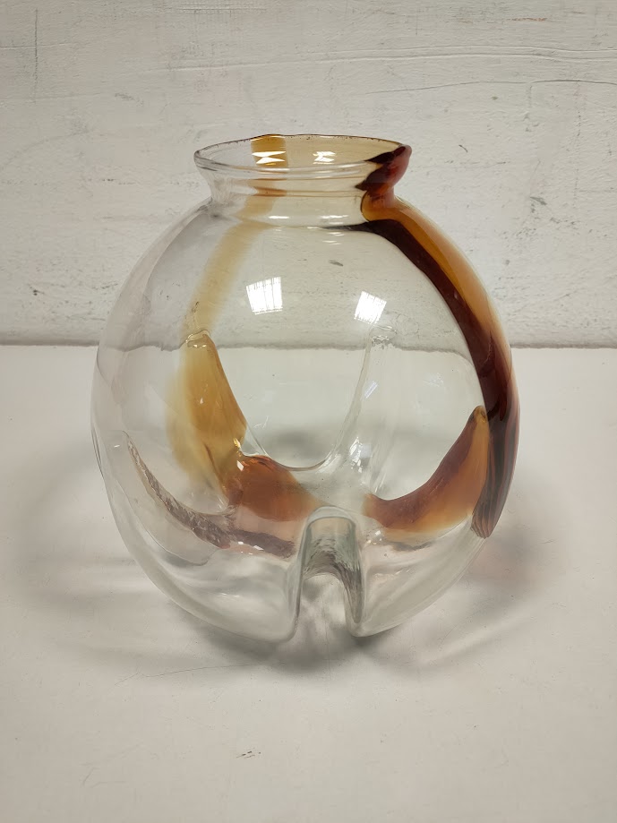 Vaso in Vetro di Murano con Sfumature Color Caramello Vintage Anni '90