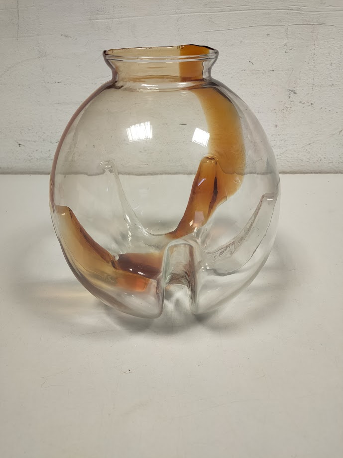 Vaso in Vetro di Murano con Sfumature Color Caramello Vintage Anni '90