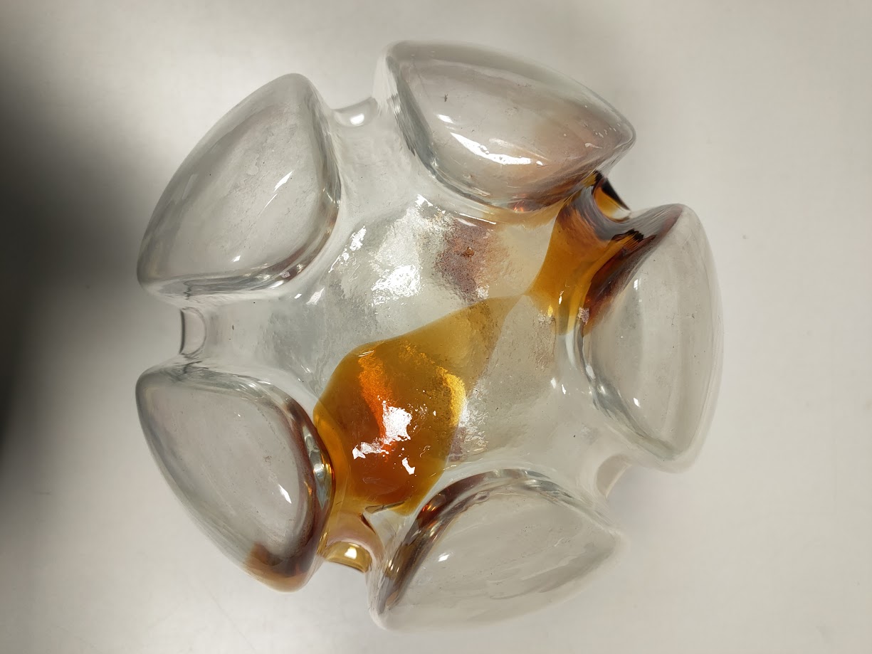 Vaso in Vetro di Murano con Sfumature Color Caramello Vintage Anni '90