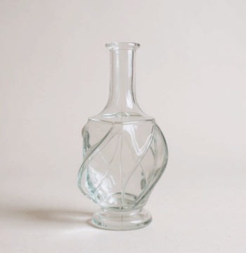 Vaso in vetro soffiato trasparente lavorazione a rilievo intrecciato attribuito alla scuola Murano